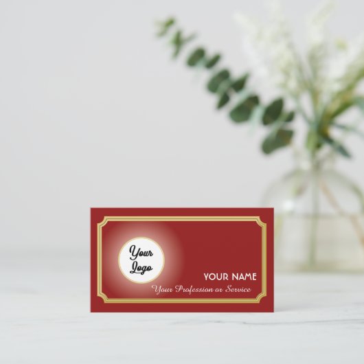 Elegant rood logo siergoud lijst Visitekaartje (Staand voorkant)