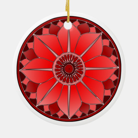 Elegant rood mandala keramisch ornament (Achterkant)