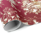 Elegant  rood meer toile de jouy cadeaupapier (Rol Hoek)