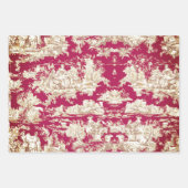 Elegant rood meer toile de jouy inpakpapier vel (Voorkant 3)