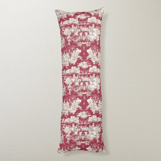 Elegant rood meer toile de jouy lichaamskussen (Achterkant (Verticaal))