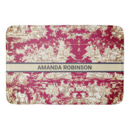 Elegant  rood meer toile de jouy monogram badmat