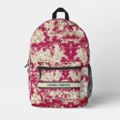 Elegant  rood meer toile de jouy monogram do bedrukte rugzak (Voorkant)