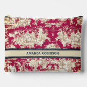 Elegant rood meer toile de jouy monogram etui (Voorkant)