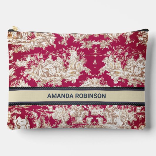Elegant  rood meer toile de jouy monogram etui (Voorkant)