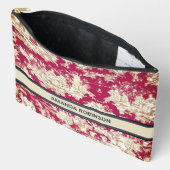 Elegant rood meer toile de jouy monogram etui (Open)