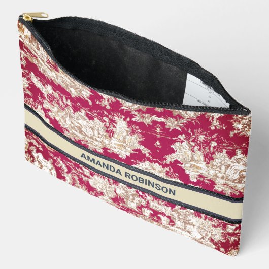 Elegant  rood meer toile de jouy monogram etui (Open)