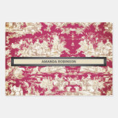Elegant  rood meer toile de jouy monogram inpakpapier vel (Voorkant)