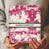 Elegant  rood meer toile de jouy monogram inpakpapier vel