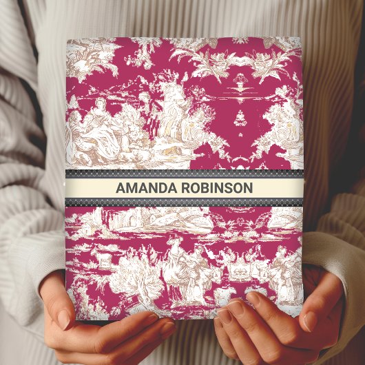 Elegant  rood meer toile de jouy monogram inpakpapier vel