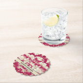 Elegant rood meer toile de jouy monogram kartonnen onderzetters (Insitu)