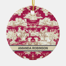 Elegant  rood meer toile de jouy monogram keramisch ornament