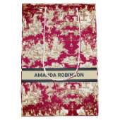 Elegant  rood meer toile de jouy monogram medium cadeauzakje (Achterkant)