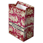 Elegant  rood meer toile de jouy monogram medium cadeauzakje (Achterkant Gekanteld)
