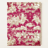 Elegant  rood meer toile de jouy monogram planner (Achterkant)