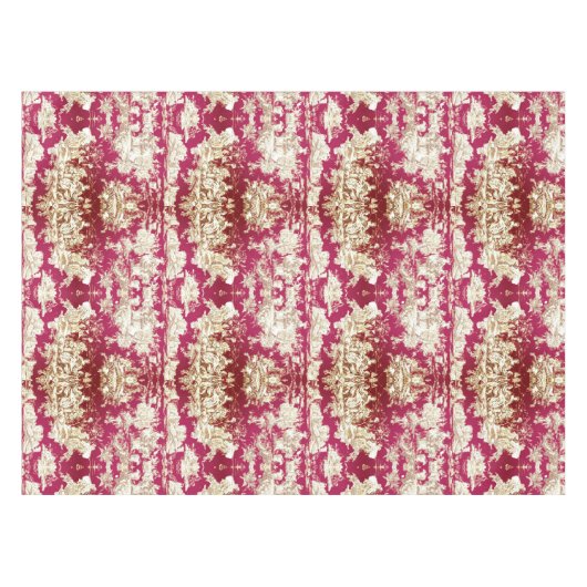 Elegant rood meer toile de jouy monogram tafelkleed (Voorkant (Horizontaal))