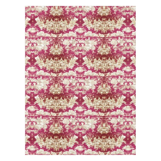 Elegant rood meer toile de jouy monogram tafelkleed (Voorkant)