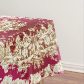 Elegant rood meer toile de jouy monogram tafelkleed (Voorbeeld)
