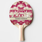 Elegant  rood meer toile de jouy monogram tafeltennisbatje (Achterkant)