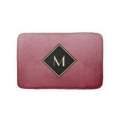 Elegant rood met eenvoudig goudmonogram badmat (Voorkant)