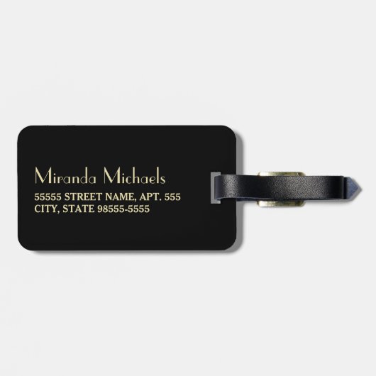 Elegant rood met eenvoudig goudmonogram bagagelabel (Achterkant horizontaal)