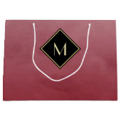 Elegant rood met eenvoudig goudmonogram large cadeautasje (Voorkant)