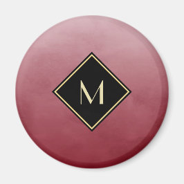 Elegant rood met eenvoudig goudmonogram magneet