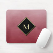 Elegant rood met eenvoudig goudmonogram muismat (Met muis)