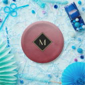 Elegant rood met eenvoudig goudmonogram papieren bordje (Feest)