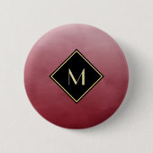 Elegant rood met eenvoudig goudmonogram ronde button 5,7 cm (Voorkant)