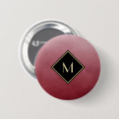 Elegant rood met eenvoudig goudmonogram ronde button 5,7 cm (Voorkant /achterkant)