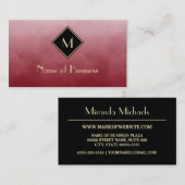 Elegant rood met eenvoudig goudmonogram visitekaartje (Voorkant / Achterkant)