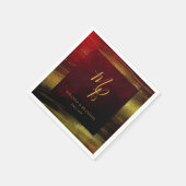 Elegant rood met gouden monogram bruiloft servet (Hoek)