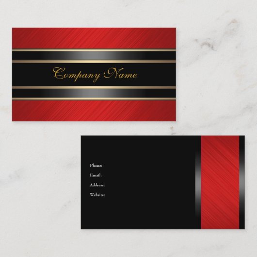 Elegant rood metaal zwart brons visitekaartje (Voorkant / Achterkant)