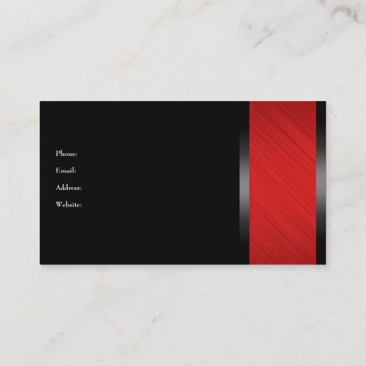 Elegant rood metaal zwart brons visitekaartje (Achterkant)