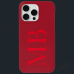 Elegant rood minimalistisch Initiaal monogram iPhone 15 Pro Max Hoesje<br><div class="desc">Elegante rode minimalistische Initiaal Monogram iPhone Case</div>