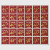 Elegant, Rood, Nep Goud 46e Verjaardag; Aangepaste Cadeaupapier (Vlak)