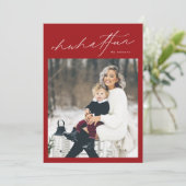Elegant rood Oh wat een leuke kerstfoto Feestdagenkaart (Staand voorkant)