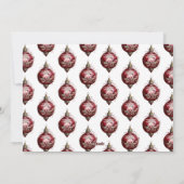 Elegant rood Ornament foto kerst Feestdagenkaart (Achterkant)