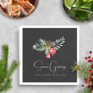 Elegant Rood Ornament Goud Modern Kerstfeest Servet