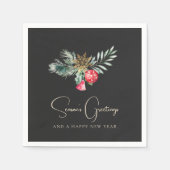 Elegant Rood Ornament Goud Modern Kerstfeest Servet (Voorkant)