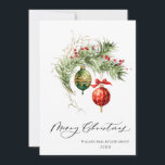 Elegant rood Ornament Vrolijk kerstfeest Corporate Feestdagenkaart<br><div class="desc">Elegant Red Ornament Merry kerstgroet Holiday Card.</div>
