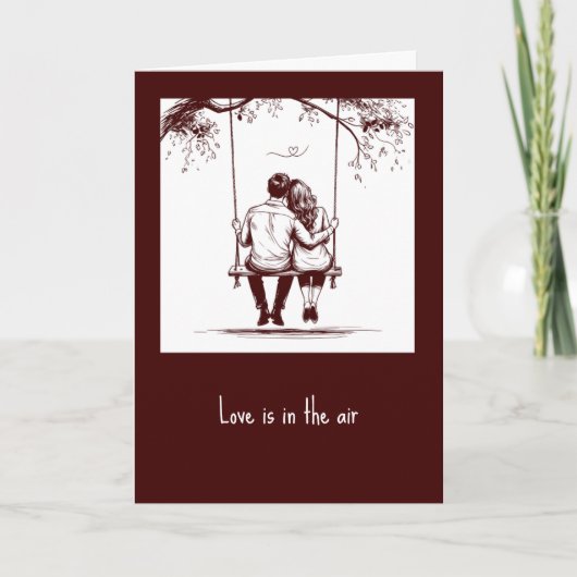 Elegant rood paar in de liefde Valentijnsdag Kaart (Voorkant)