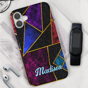 Elegant rood paarse girly geometrisch iPhone 16 hoesje