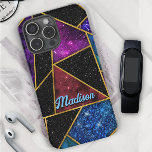 Elegant rood paarse girly geometrisch iPhone 16 pro hoesje