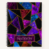 Elegant rood paarse girly geometrisch notitieboek (Voorkant)