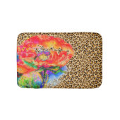 Elegant rood papaver rood bloemenluipaard cheeta a badmat (Voorkant)