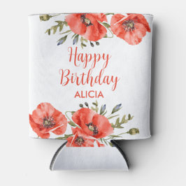 Elegant rood papavergroen Vijftig Verjaardag Blikjeskoeler