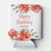 Elegant rood papavergroen Vijftig Verjaardag Blikjeskoeler (Achterkant)