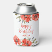 Elegant rood papavergroen Vijftig Verjaardag Blikjeskoeler (Blikje Achterkant)